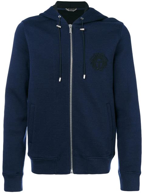 versace discontinued hoodie with logo dark blue|Versace hoodie price.